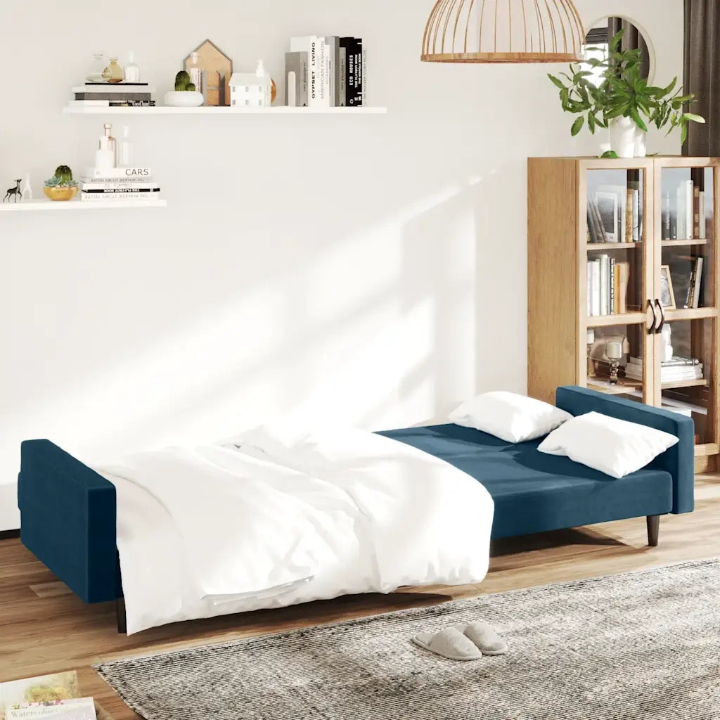 Divano letto | Sof¨¤ letto | Letto singolo a 2 Posti Blu in Velluto