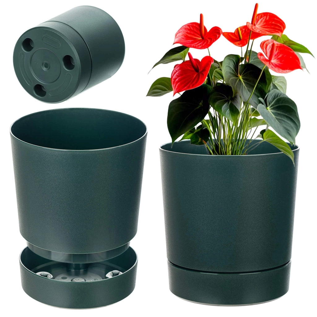 Vaso da fiori KADAX con supporto, rotondo, in plastica, 14,5 cm
