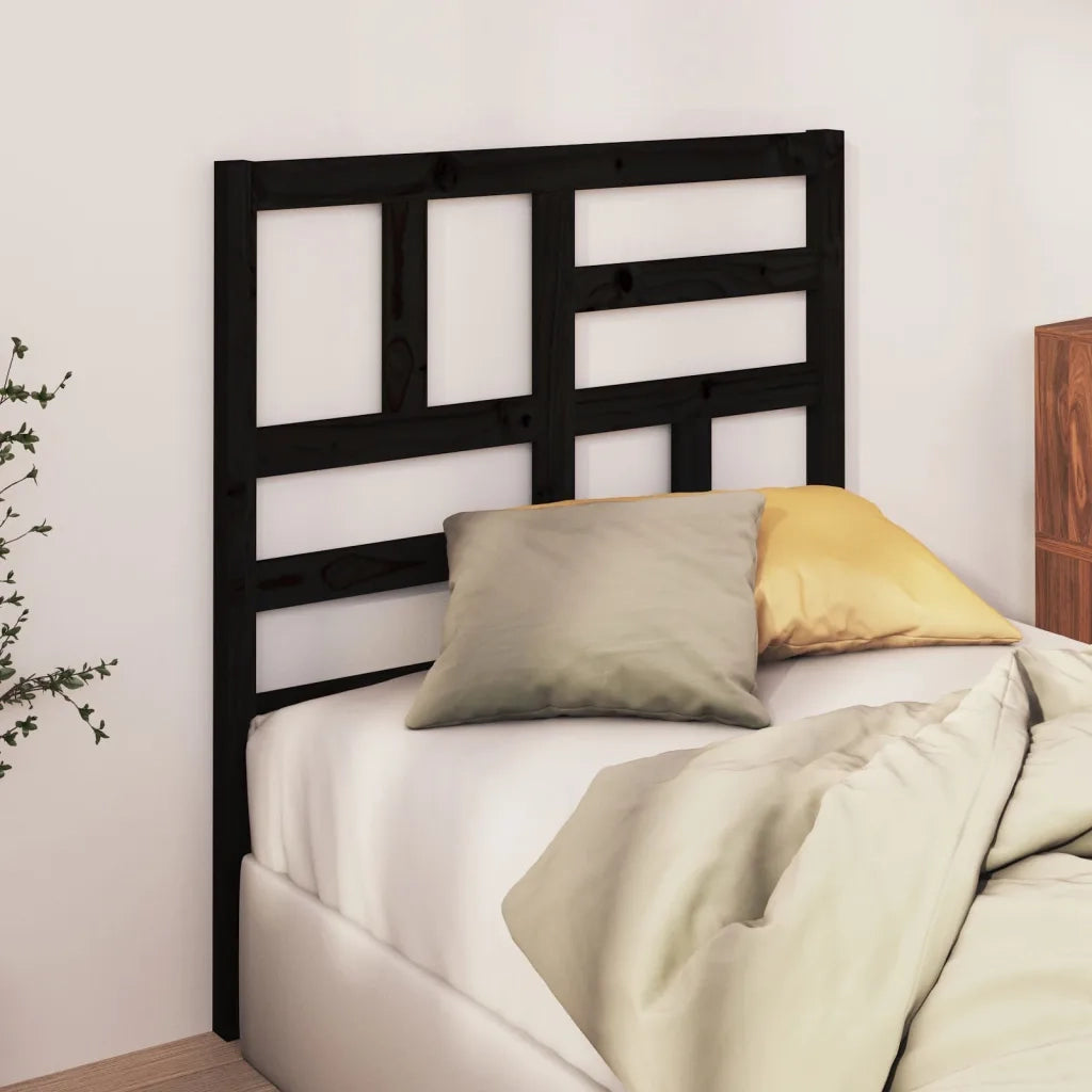 Testiera per Letto Nera 81x4x104 cm in Legno Massello di Pino 818169