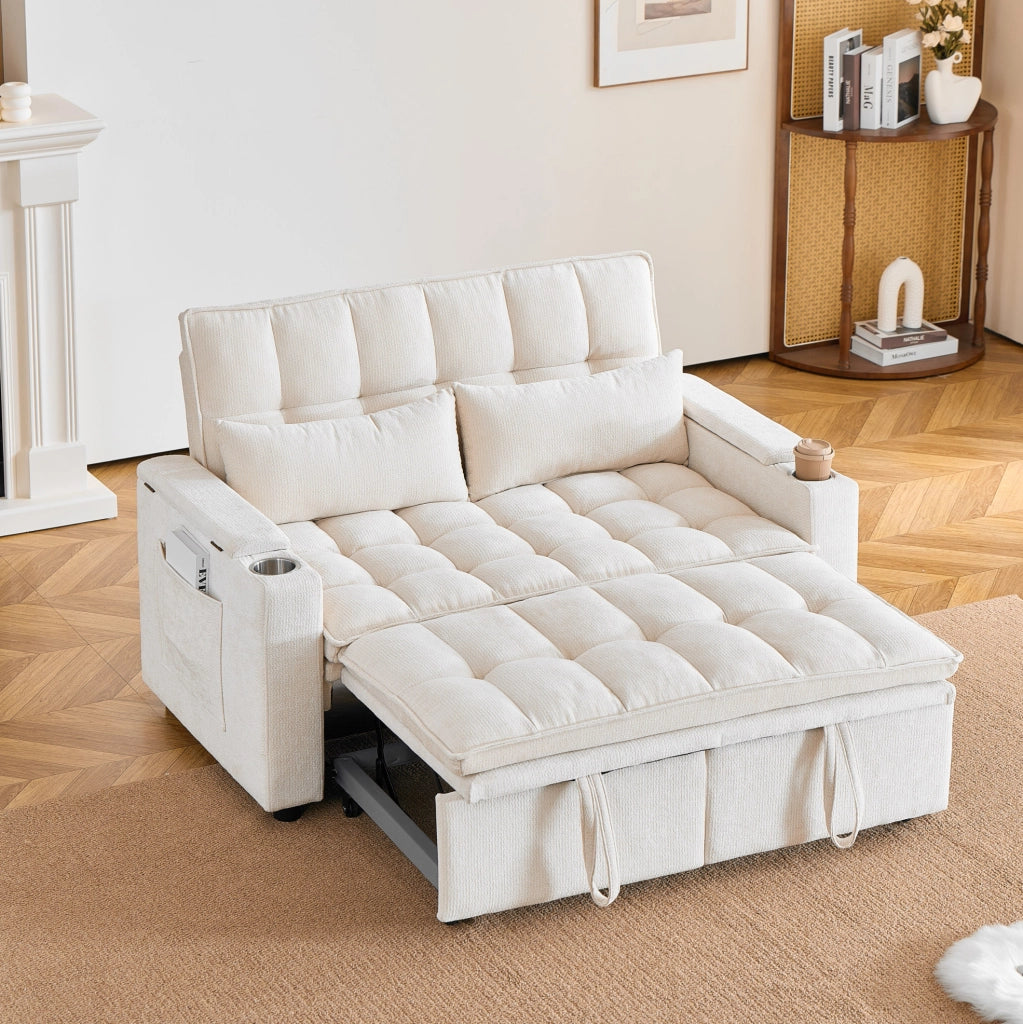 DIVANO Letto 3 in 1 Reclinabile 142 cm Beige