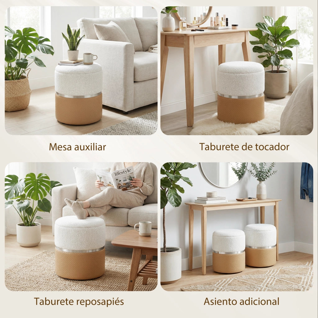 Puff con contenitore ¨C zephmum ¨C marrone e crema