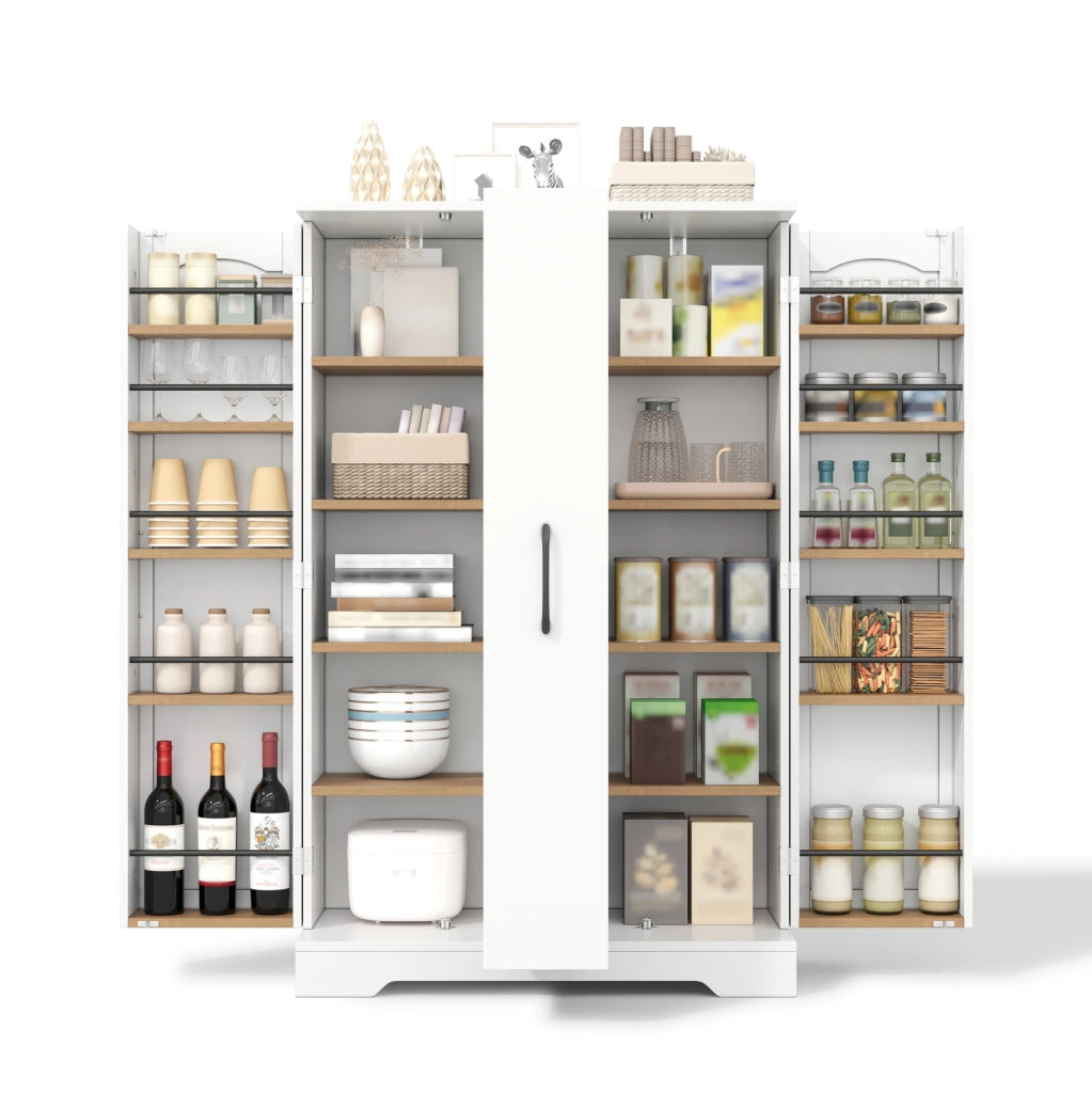 Armadio da cucina bianco in MDF con ripiani e cassetto estraibile