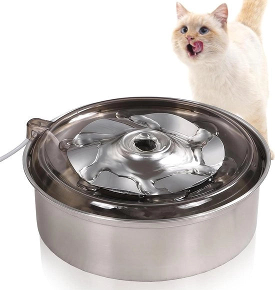 Fontana per Animali 1 L Realizzata in Acciaio Inossidabile Pompaggio Acqua Silenzioso Filtrazione Capelli Funzione Anti-Asciugatura per Gatti