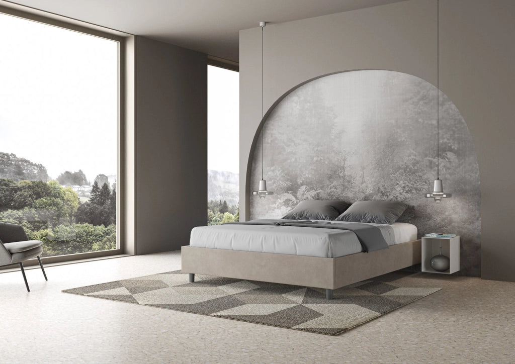 Letto Matrimoniale Large Sommier 170x210 cm con Rete e Contenitore Azelia Sabbia