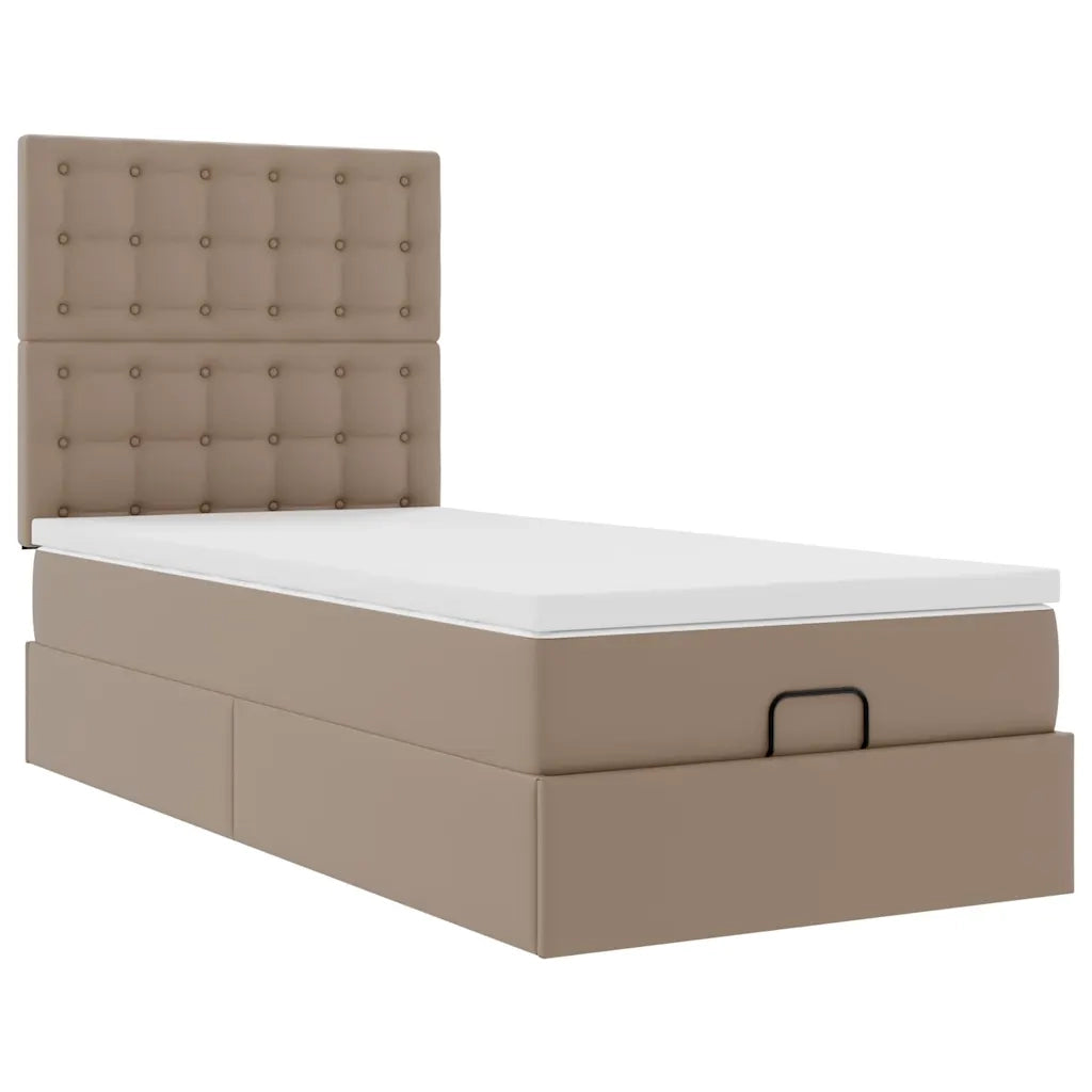 Letto Pouf con Materasso Cappucino 80x200 cm Similpelle