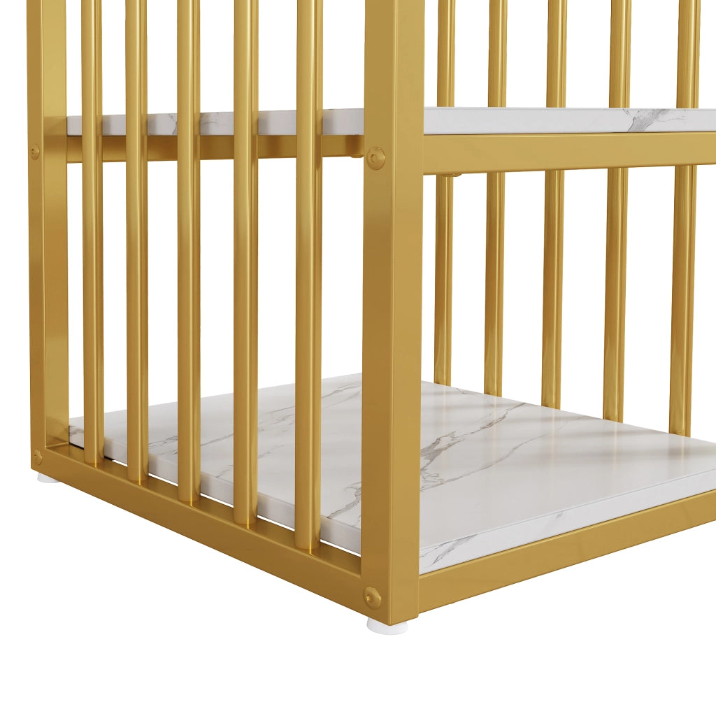 Bartisch con ripiani 140 x 40 x 105 cm in MDF e metallo; bianco e oro