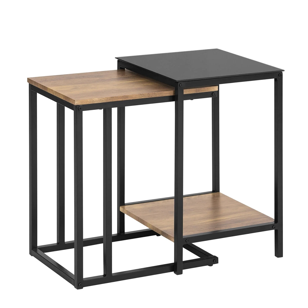 Set di 2 tavolini,Tavolino da Divano, Impilabili, Tavolino d'appoggio, FBT99-F
