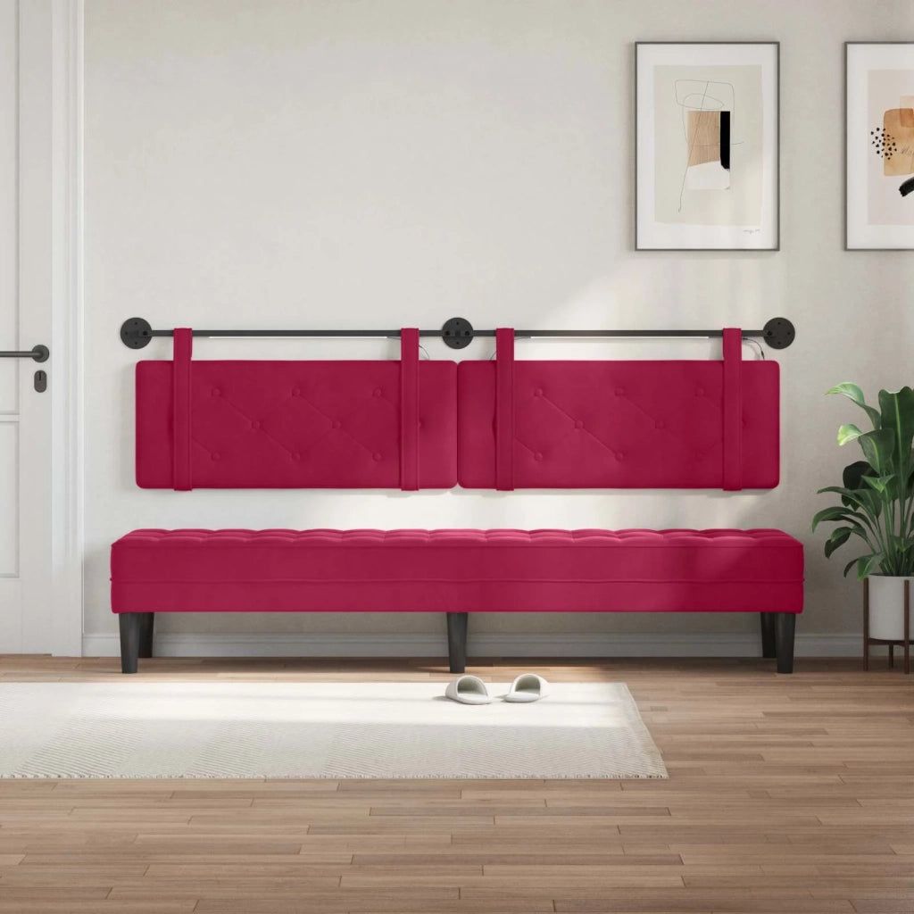 Testiera | Testata sospesa Con luce LED Rosso Vino Velluto