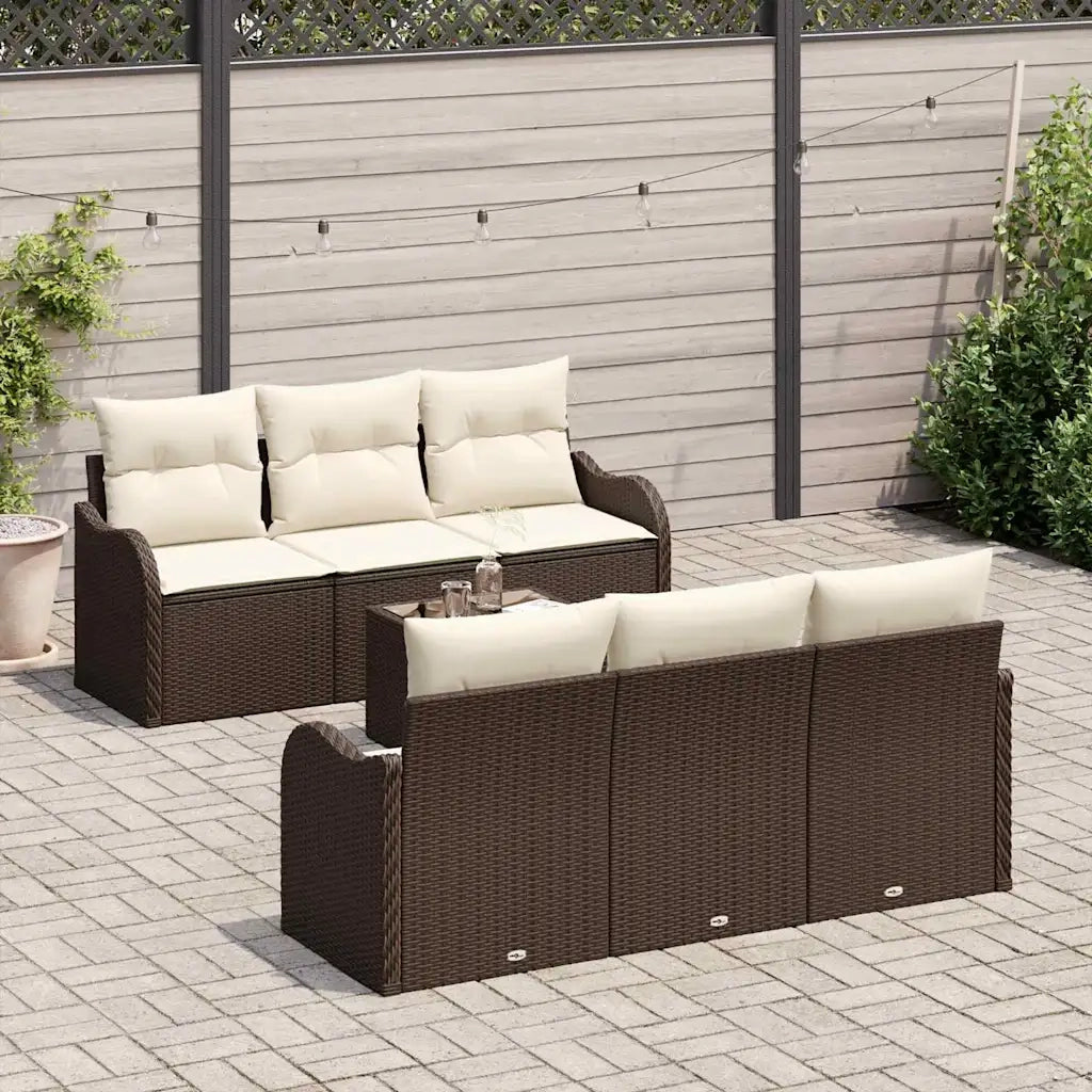 Set Divano da Giardino con cuscino 7 pcs Marrone e Crema