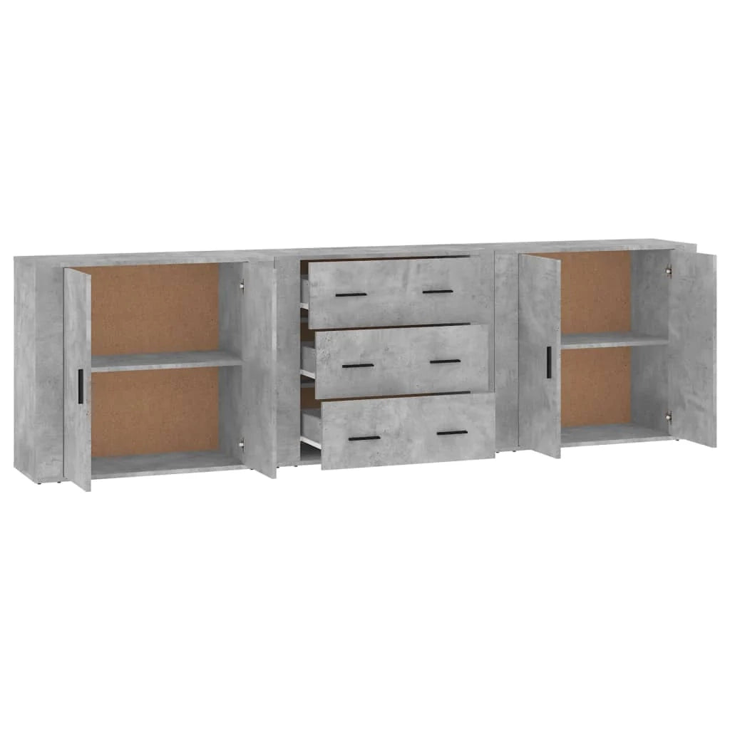Buffet credenza cassettiera armadio mobile contenitore organizer per cucina soggiorno salotto 3 pezzi legno composito grigio 02_0037128