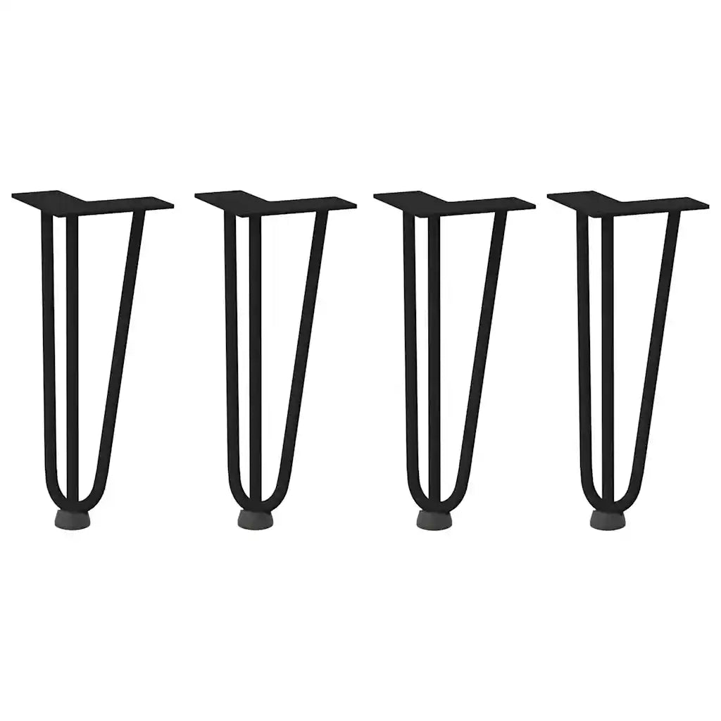 Gambe a forcina per tavolino 4 pz nere 30 cm in acciaio massiccio 4012436