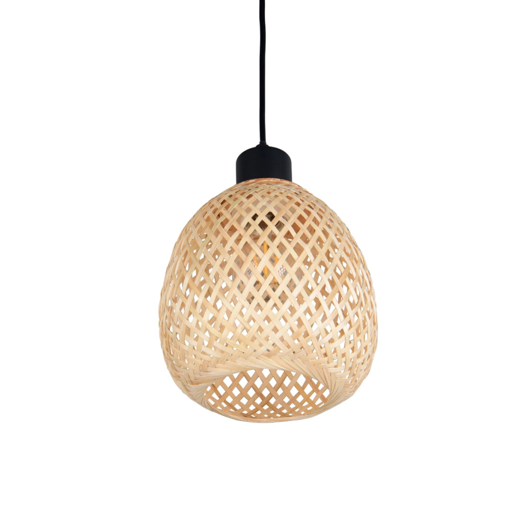Lampada sospensione boho bambù nero E27 Amelie RL