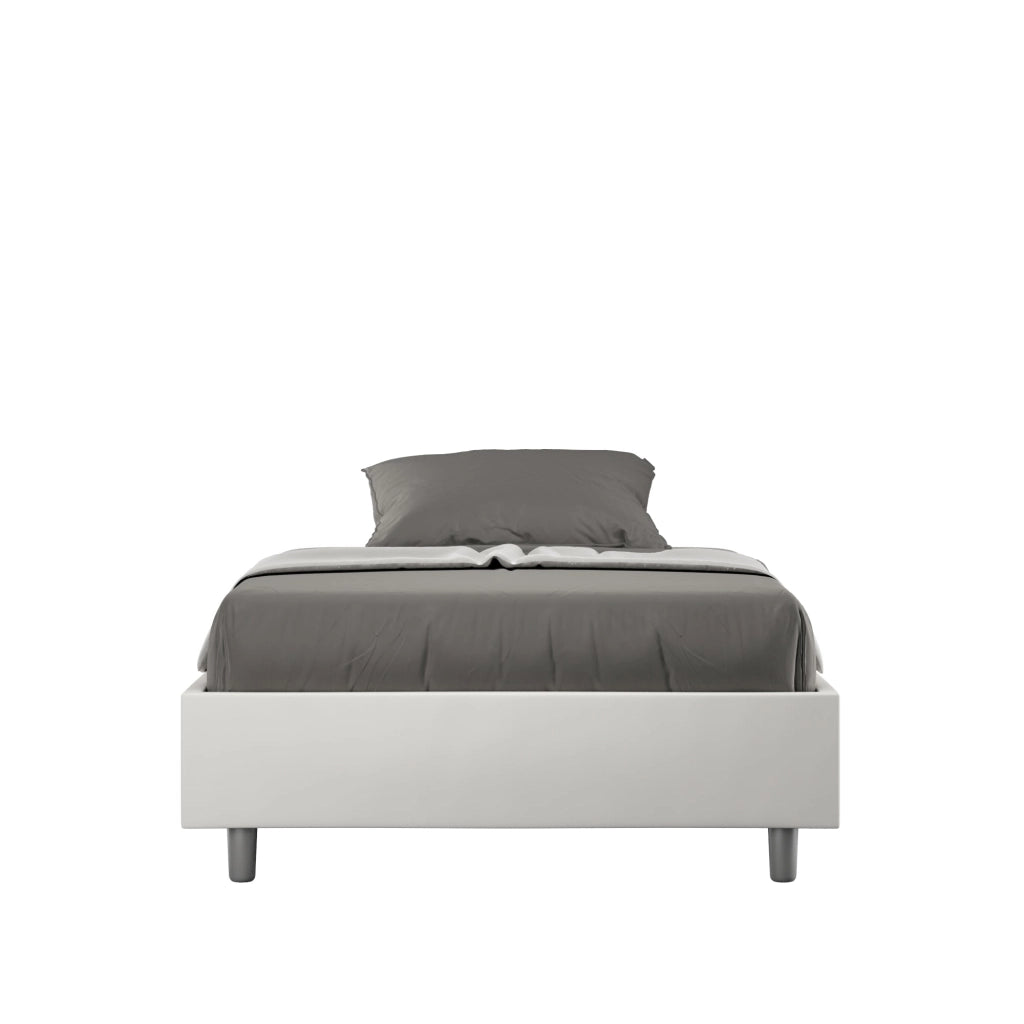 Letto Matrimoniale Sommier 160x200 cm con Rete e Contenitore Azelia Bianco
