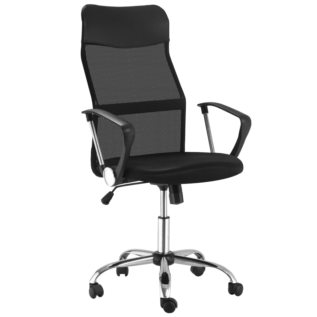 Per casa e ufficio, sedia da ufficio manageriale con schienale ergonomico, altezza seduta regolabile, girevole, tessuto a rete nero, comfort elevato