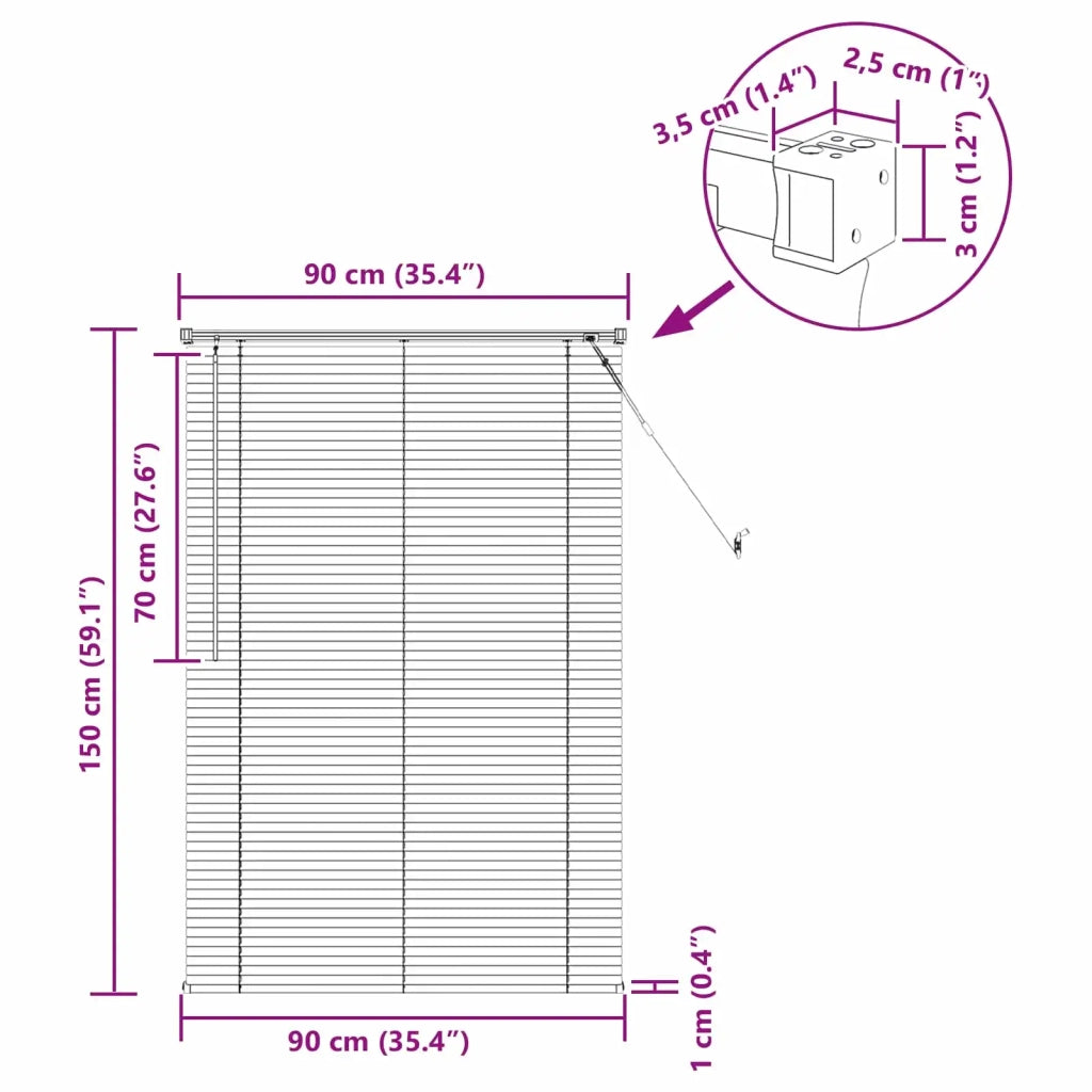 Tenda Veneziana Grigio Argento 150 x 90 cm PVC 42003685