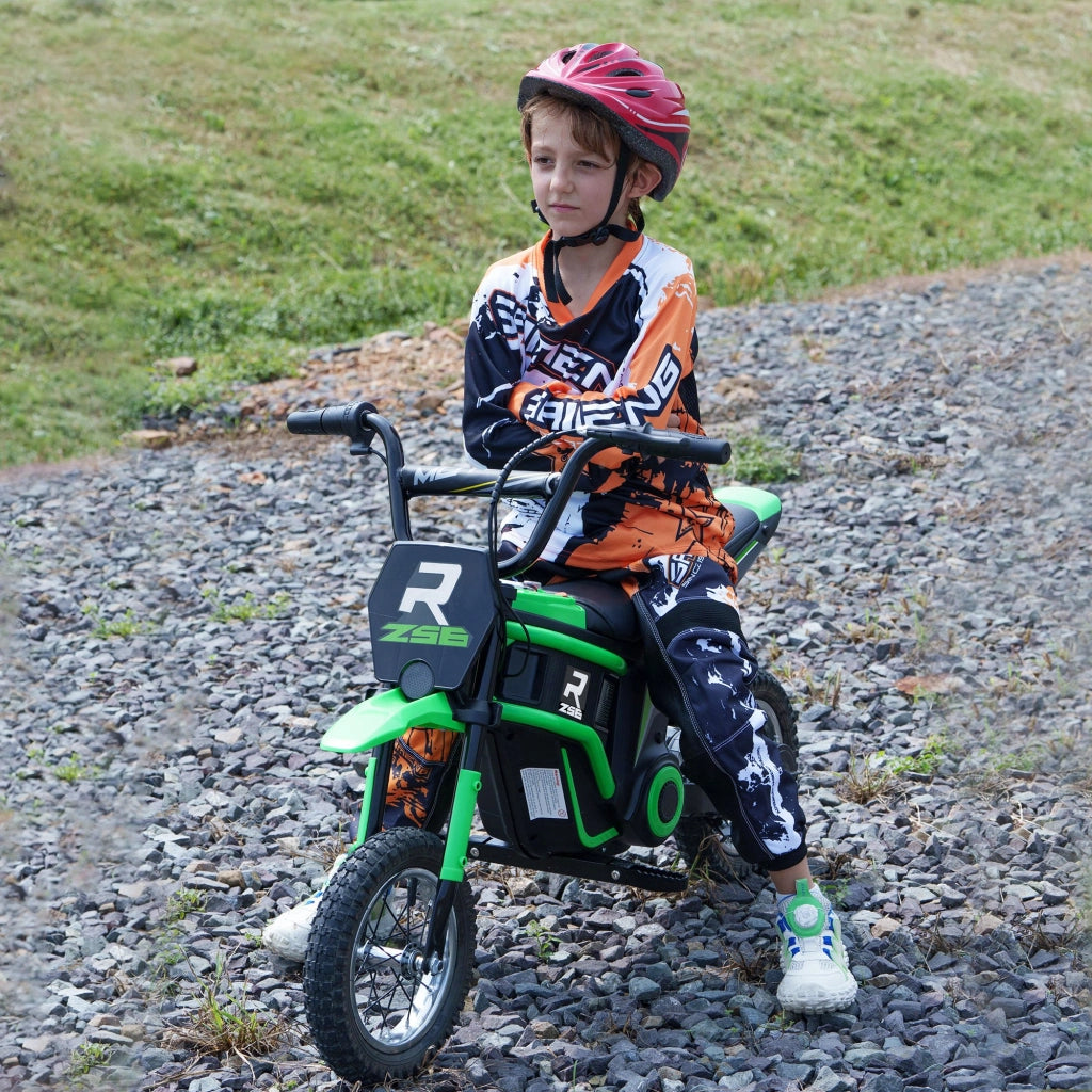 Moto Elettrica per Bambini con Acceleratore Manuale, 2 Velocit¨¤ 8-16km/h, Et¨¤ 8-12 Anni, Verde