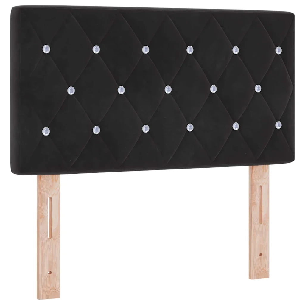 Letto a Sorgente LED con materasso Nero 80 x 200 cm Velluto