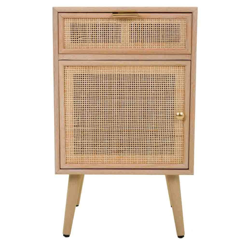 Comodino in MDF e griglia, marrone, 42x36,5x71 cm