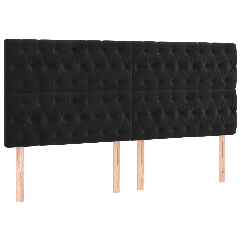 Testiera | Testata Nera 180x7x118/128 cm Velluto