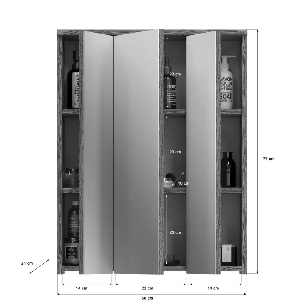 Mobile da bagno WILLIAM – Bianco e grigio scuro – 9 nicchie sospese