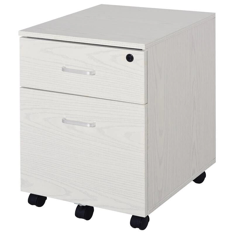 CASSETTIERA PORTADOCUMENTI DA UFFICIO CON 2 CASSETTI IN LEGNO BIANCO
