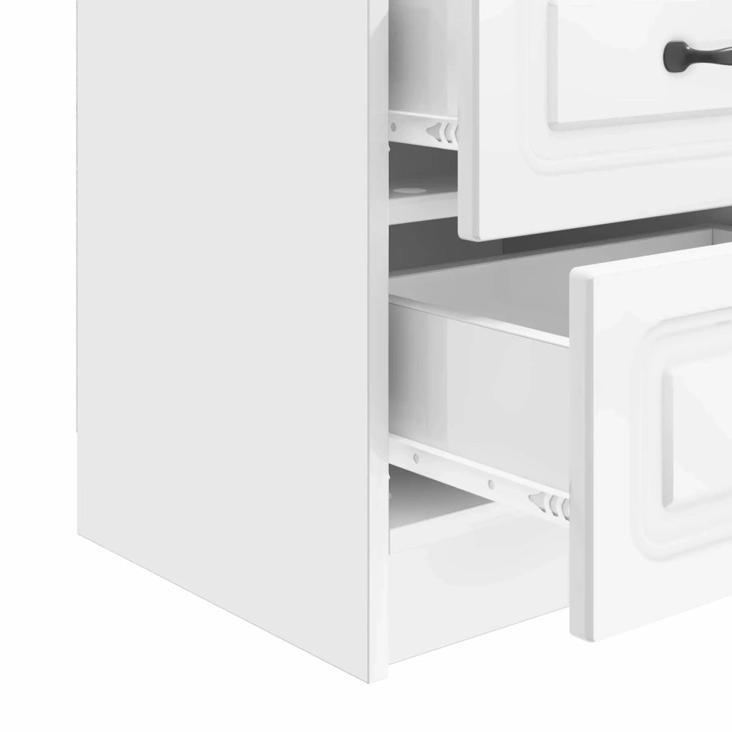 Set di 2 Comodini | Armadio da Notte | Mobiletto da notte Bianco Lucido 43 x 34,5 x 44,5 cm