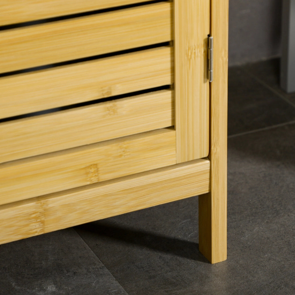 Mobile bagno 34x30x173 cm in bambù naturale, salvaspazio –