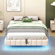 Letto imbottito sospeso con contenitore e LED 140x200 cm