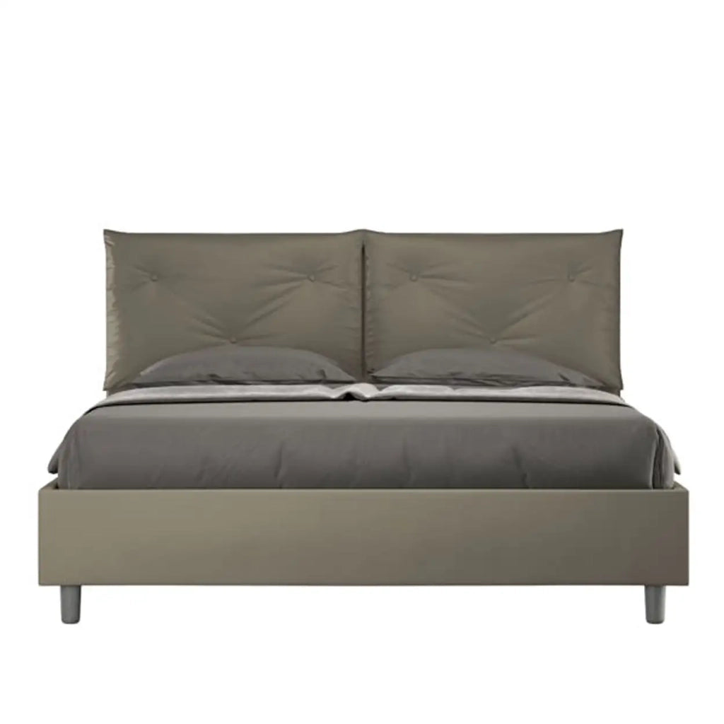 Letto matrimoniale con rete imbottito 160x210 similpelle cappuccino Appia