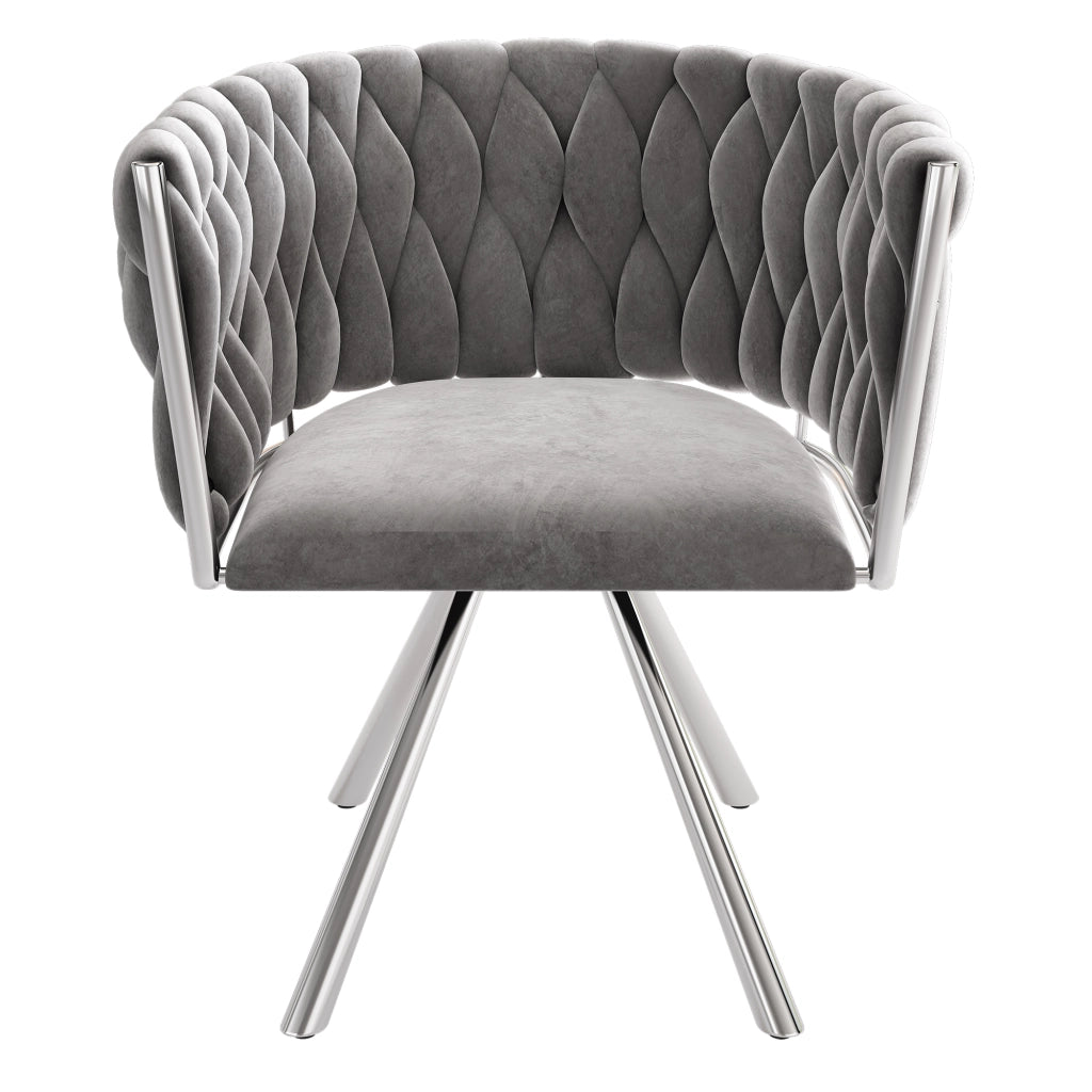 SEDIA girevole in velluto grigio e argento, set da 4 pezzi