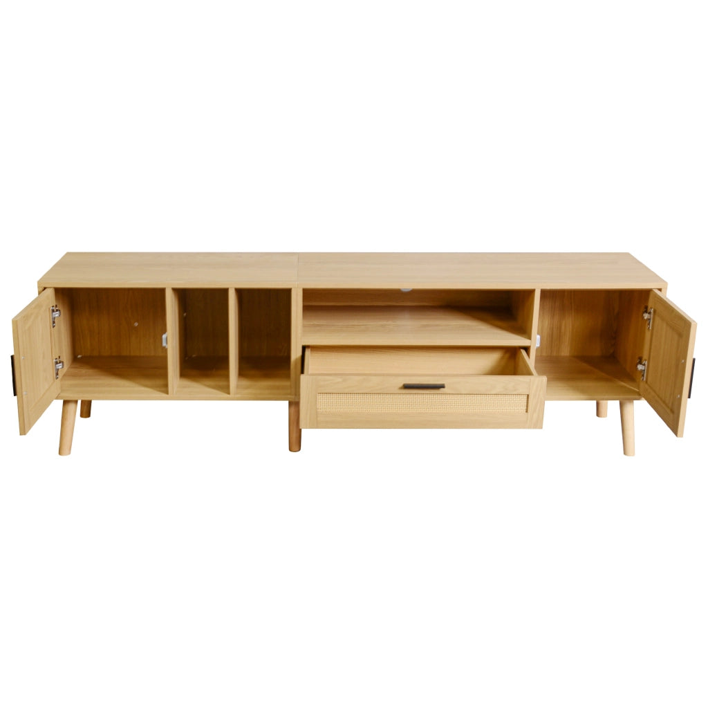 Mobile TV 180 cm color rovere con ante in rattan