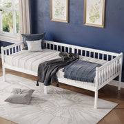 Letto da giorno 90 × 200 cm con sponde su tre lati e 14 doghe in legno di pino bianco con spazio sottostante