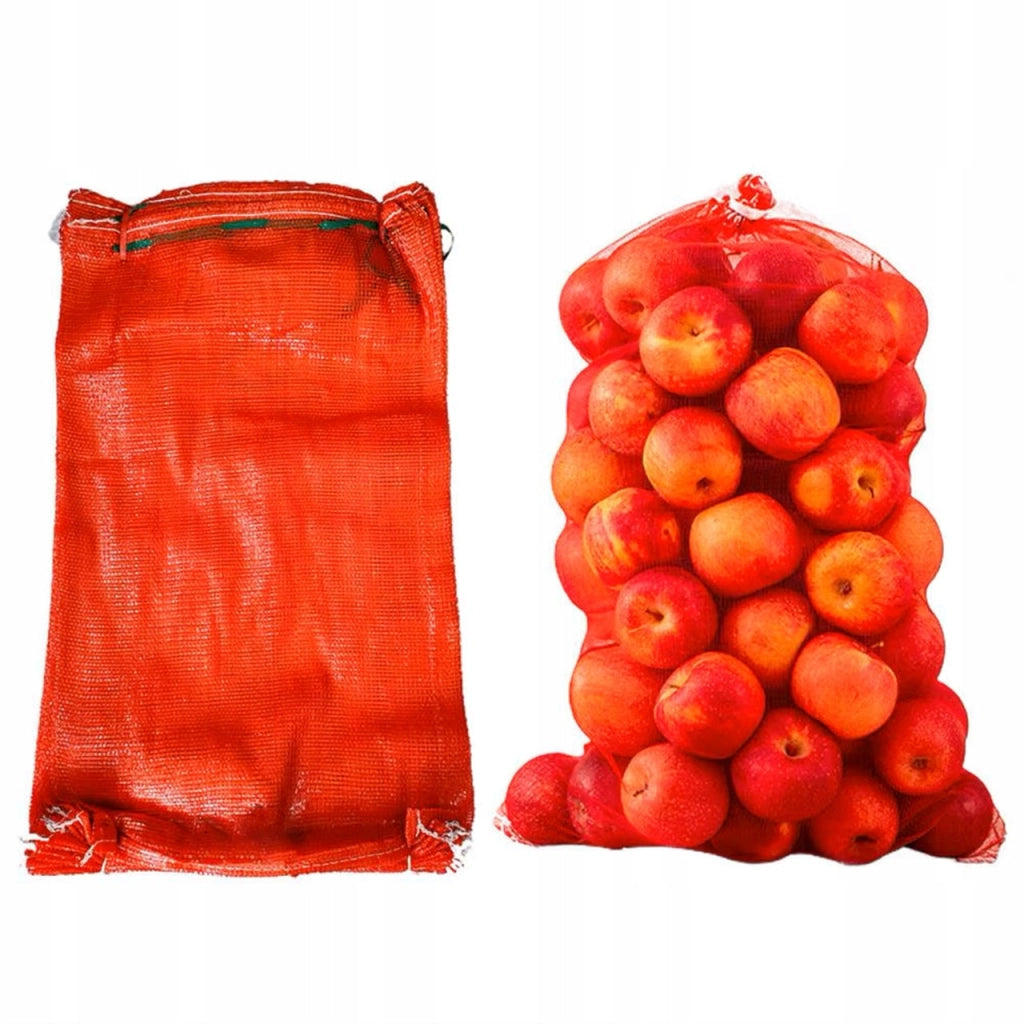 Sacchi a Rete Rossi 60x90 cm – Capacità 30-35 kg | 100 Pezzi | Per Prodotti Agricoli, Legna, Rifiuti Edili