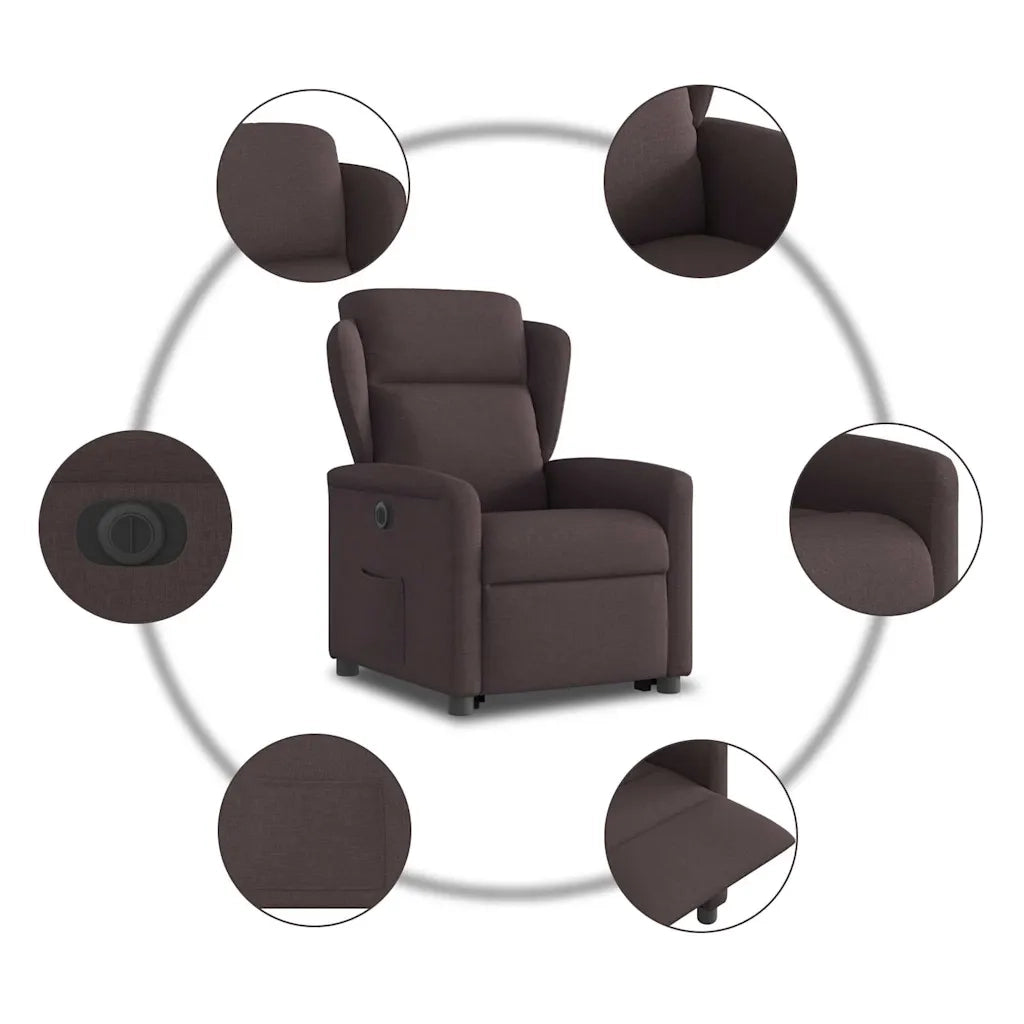 Poltrona Alzapersona Reclinante Elettrica Marrone Scuro Tessuto 3303159