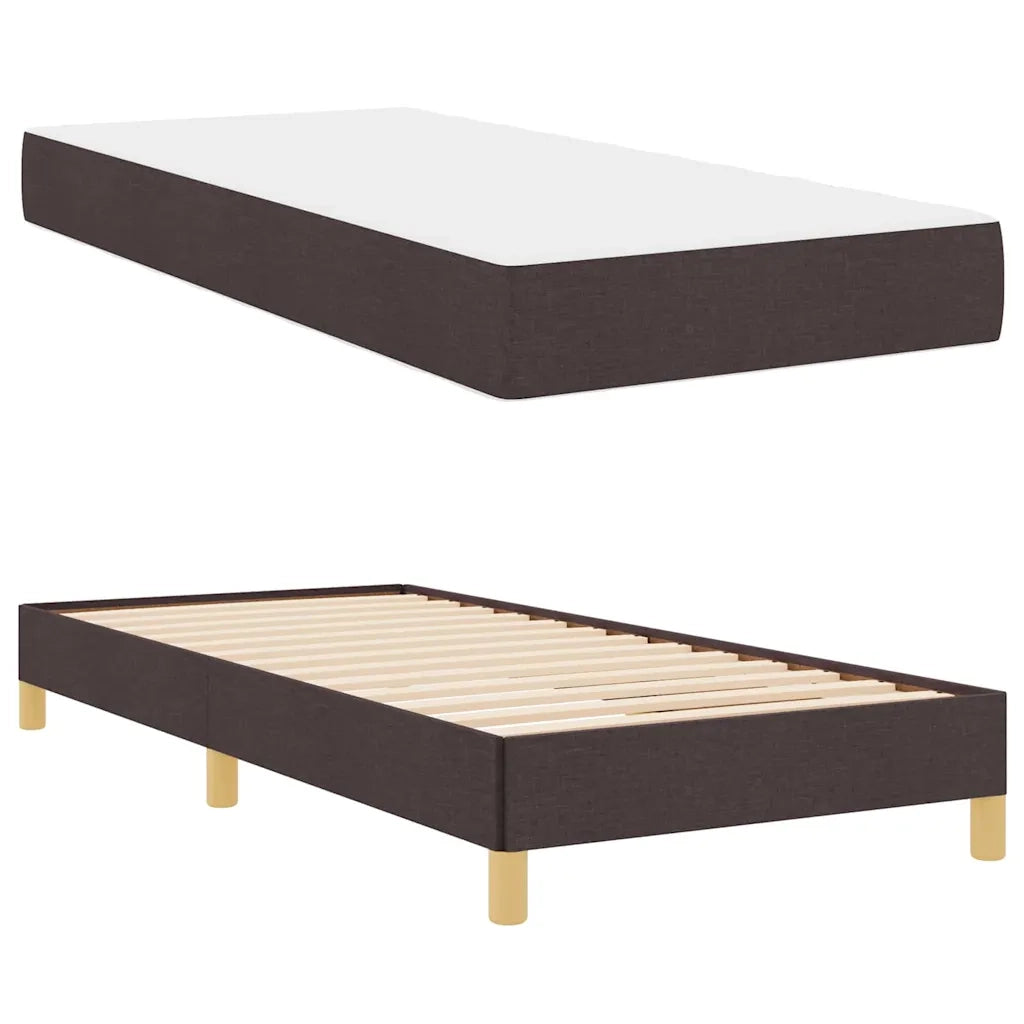 Letto singolo | Letto per adulti | Letto a molle con materasso Marrone Scuro 90 x 200 cm Tessuto