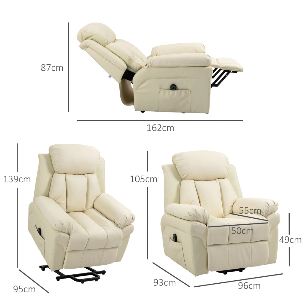 Poltrona Relax Elettrica Alzapersona ¨C Xylo ¨C Reclinabile con Poggiapiedi Similpelle Crema