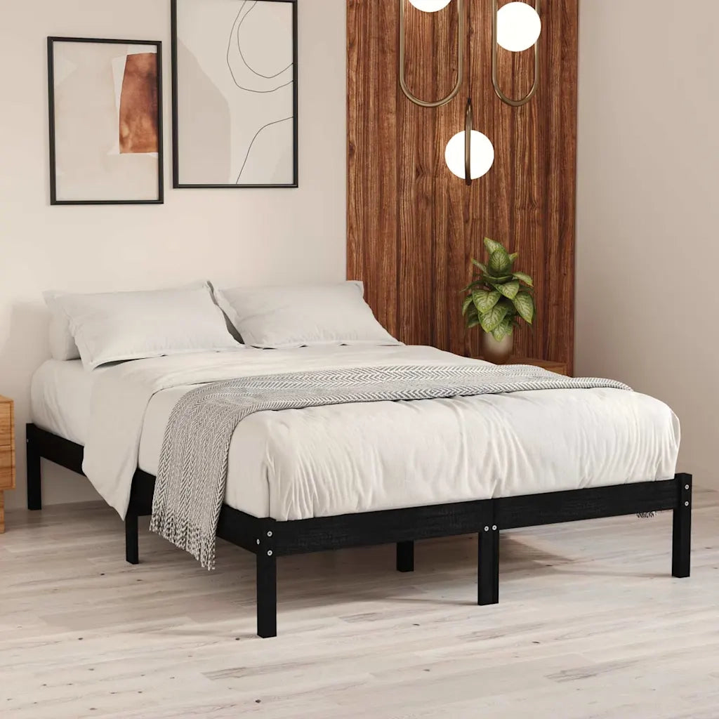 Giroletto Nero in Legno Massello 135x190 cm Double 809996