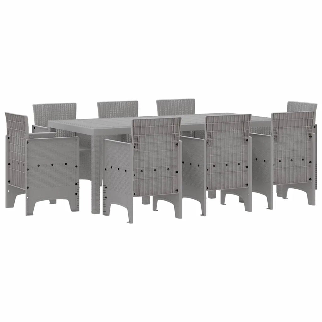 Set da Pranzo per Giardino 9 pcs Grigio Chiaro Polipropilene 3378587