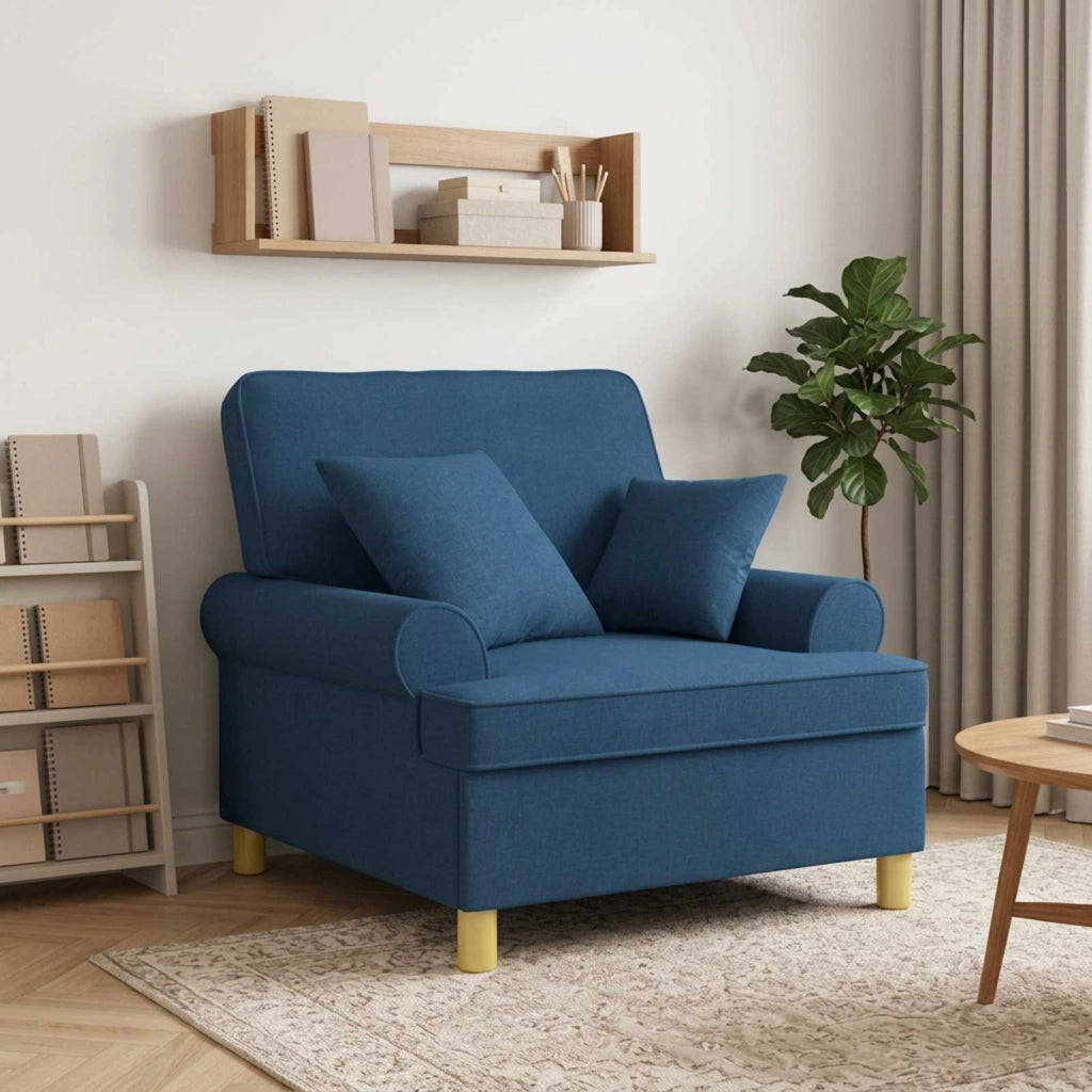 Poltrona XL con Cuscini Blu Tessuto 42043491