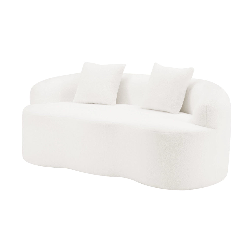 Divano Loveseat 2 Posti con Cuscini e Braccioli Rotondi ¨C MINIMAL ¨C Crema