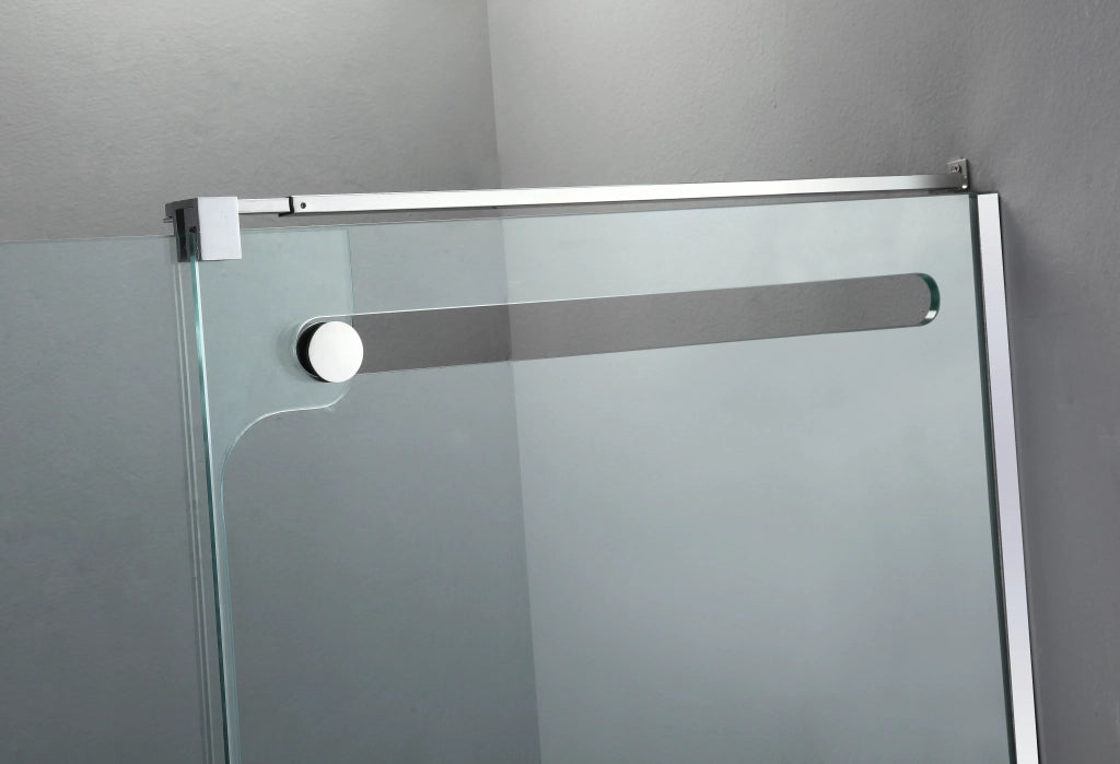 Box doccia angolare VETRUM apertura al vertice 145x70 cm (143-148/65-70) acciaio inox lucido