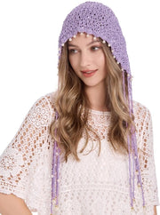 Cappello Slouchy a Pizzo - Cappuccio di Lana - Felpa - Piuma - Manufatto a Mano - Respirante e Comodo
