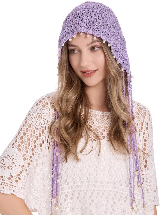Cappello Slouchy a Pizzo - Cappuccio di Lana - Felpa - Piuma - Manufatto a Mano - Respirante e Comodo