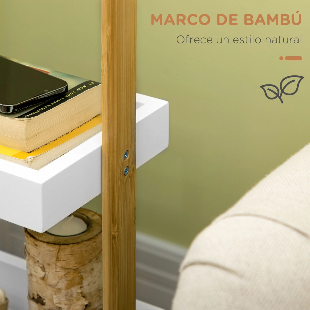 Carrello bagno con ruote 3 ripiani ¨C Xylo ¨C legno bamb¨´ 28x18x75 cm bianco