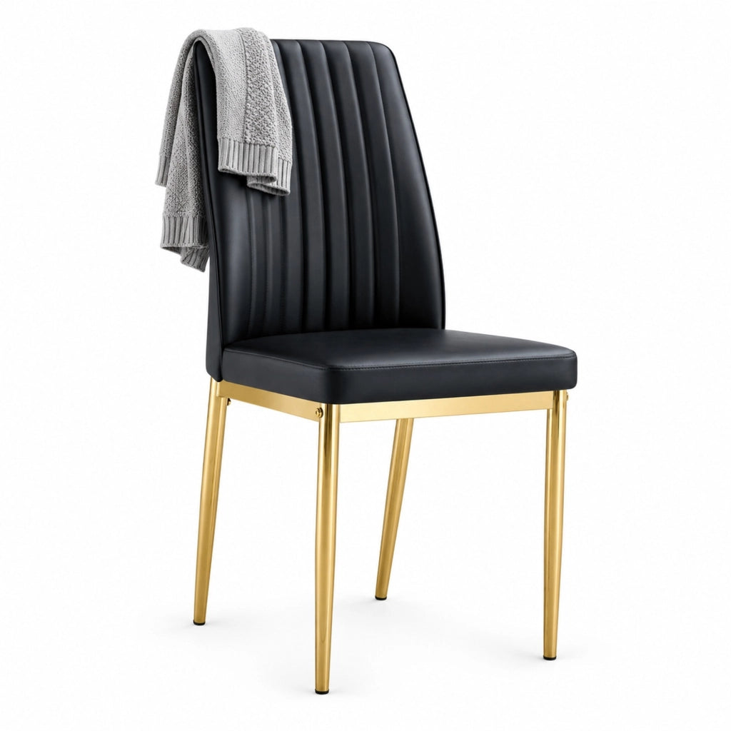 Set di 4 sedie da sala da pranzo 43 x 42,5 x 92,5 cm in similpelle nera e oro