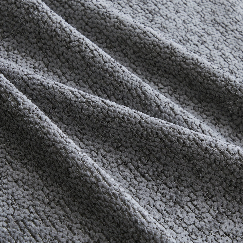 Divano modulare angolare a 3 posti con pouf, schiuma ad alta densità 32D, rivestimento in fleece granulato grigio