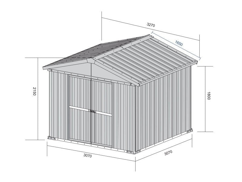 Casetta Box da Giardino in Lamiera di Acciaio Porta Utensili 327x307x217 cm Enaudi Legno
