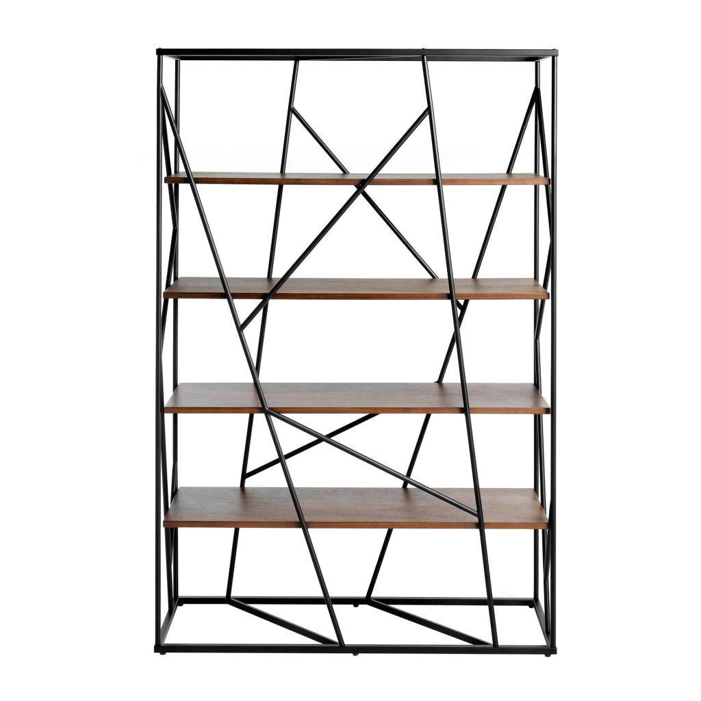 Scaffali in noce e acciaio nero