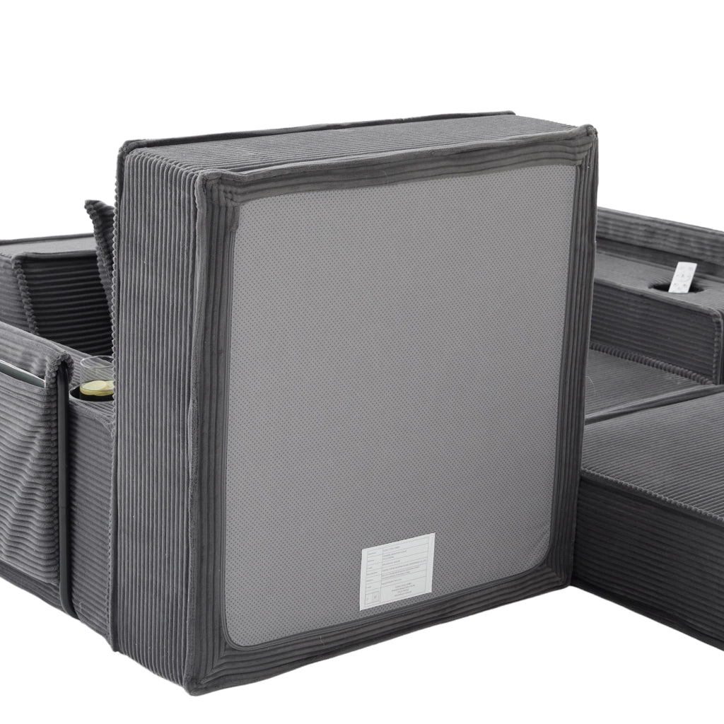 Divano 2 posti modulare 162x78x66 cm in velluto a coste grigio scuro