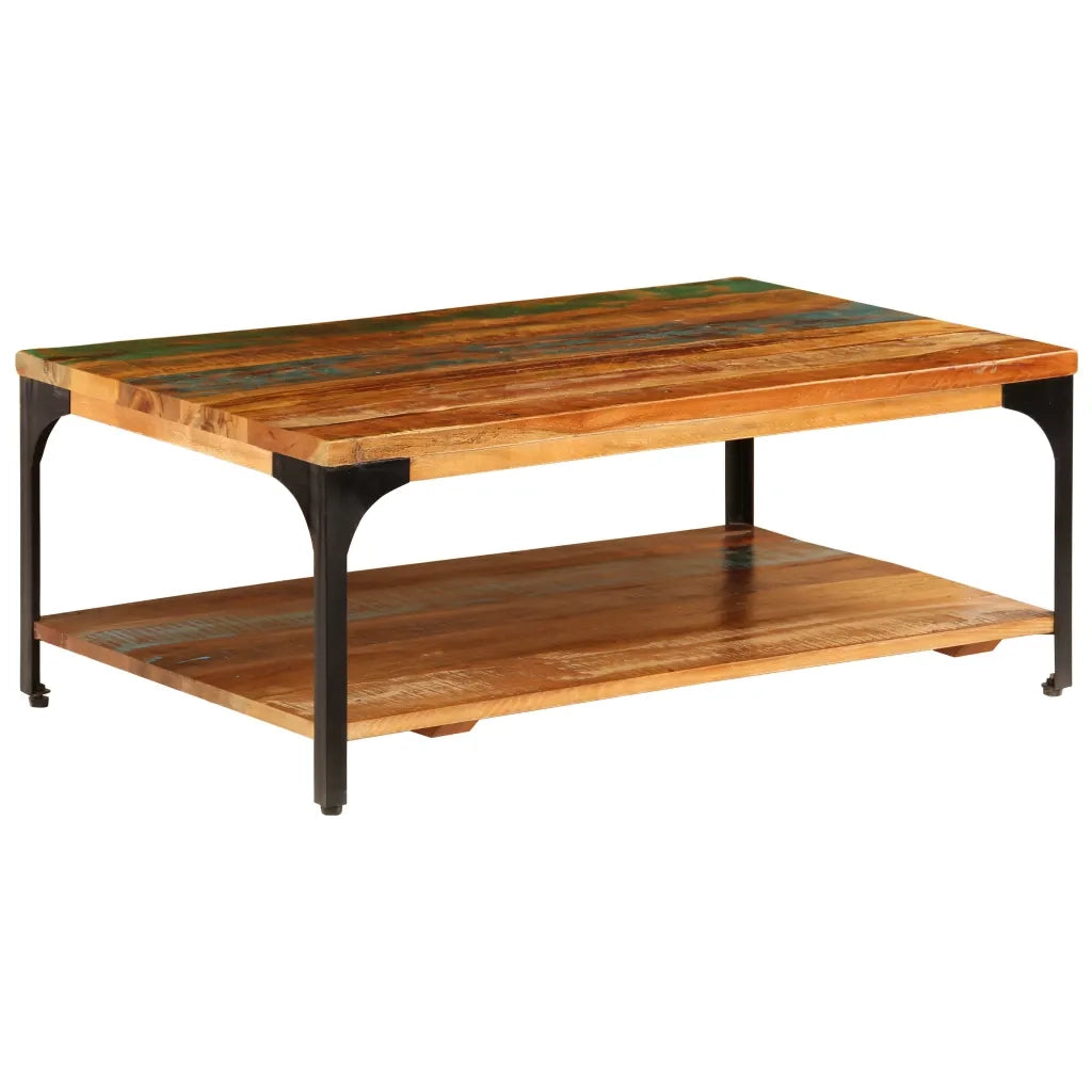 Tavolino da salotto | Tavolino da caff¨¨ | Tavolino da Soggiorno con Mensola 100x60x35 cm Massello di Recupero